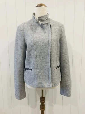 Gap Size S Small Grey Wool Mix Biker Style Long Sleeve Jacket Coat - Image 1 of 4