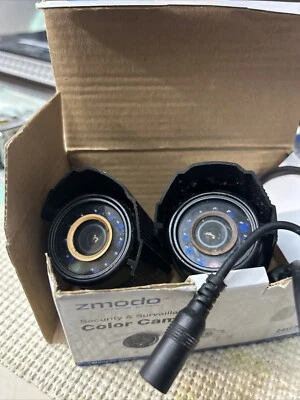 2 Pieces zmodo wired Analog camera FOR PARTS  Black Not Working No Funciona - Image 1 of 4