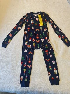 Hanna Andersson Navy Christmas Pajamas Size 140 Organic Cotton - Picture 1 of 9