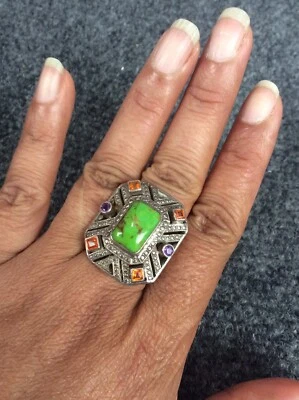 Anillo Nicky Butler Plata de Ley 925 Turquesa Amatista Talla 9 Foto 1 de 4