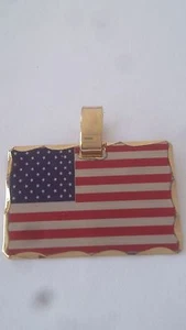 DIAMOND CUT Laser Image - American flag patriotic Gold gp Plated Pendant 25x17mm - Picture 1 of 3