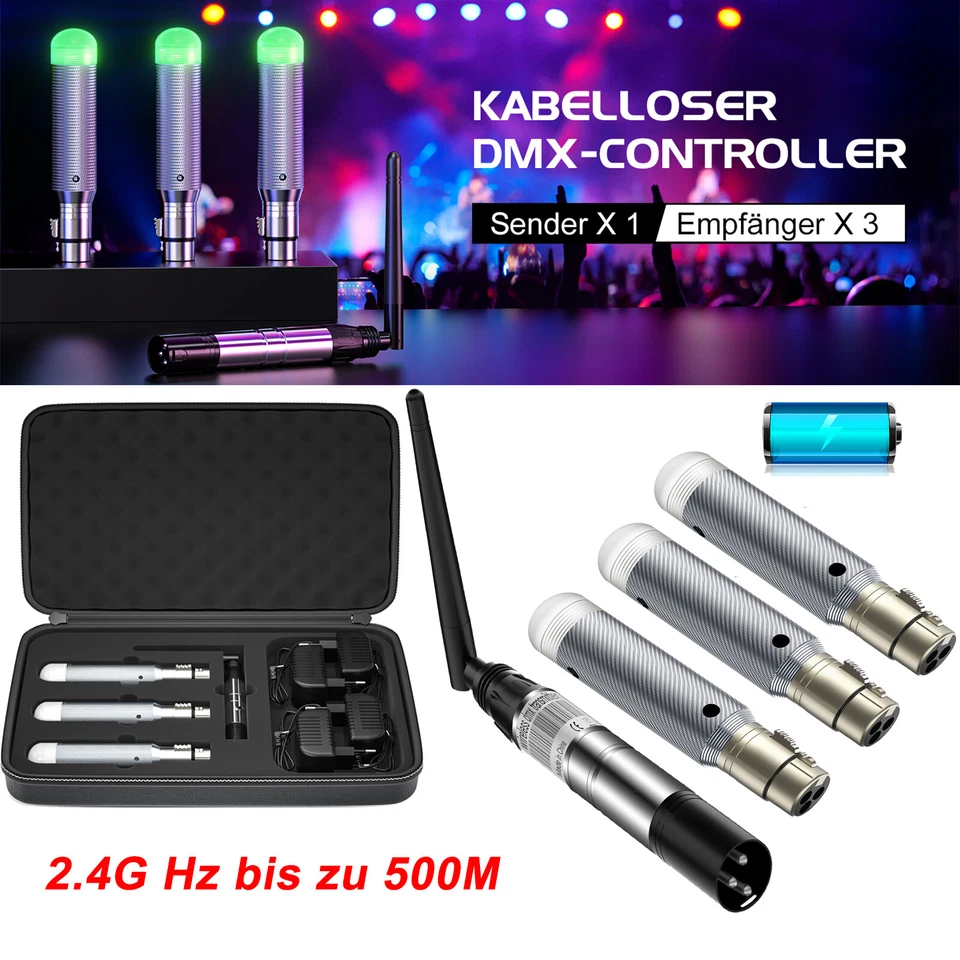Wireless 2.4G Funk DMX Sender Empfänger DMX Controller DJ Disco Show Bühnenlicht - Bild 1 von 4
