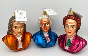 1998 Christopher Radko "Hooked on Classics" Bach, Mozart & Chopin Ornament Set - Picture 1 of 9