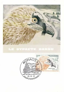 Carte postale postcard 1er Jour MONACO 1992 PARC MERCANTOUR RAPACE GYPAETE BARBU - Imagen 1 de 1