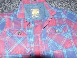 TU Sainsburys Boys Brushed Check Tartan Shirt Navy/Red/Green Age 9 - Picture 1 of 3