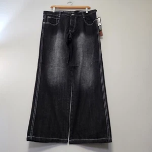 Vintage Y2k Southpole Baggy Jeans Mens 36x30 Black 4180 Hip Hop Deadstock - Picture 1 of 18