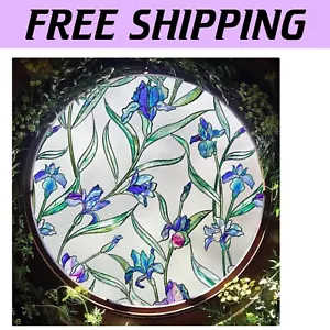 Decorative Violet Stained Glass Window Film - Easy Static Cling Installation - Picture 1 of 11