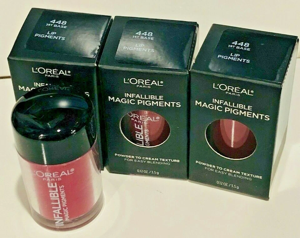 2x Loreal Infallible Magic Pigments Lipstick Lip Color 448 1st Base Dark Red