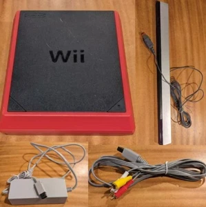 Nintendo Wii Mini Red Console RVL-201(USA) + Adapter Cases All Tested Working - Picture 1 of 12