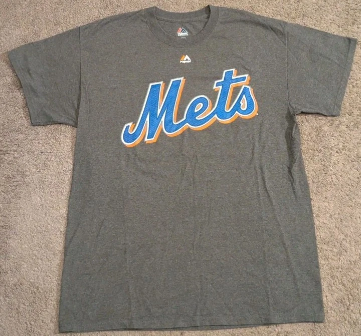 Camiseta deportiva Majestic MLB New York Mets Matt Harvey gris #33 grande para hombre Foto 1 de 4