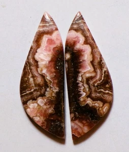 55.15 Cts Natural Rhodochrosite Cabochon Match Pair Gemstone 44X15.4MM - Picture 1 of 3