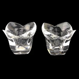 Vintage 2 DePlomb 24% Bleikristall Tulpe Votivkerzenhalter Granny Core Vanity - Bild 1 von 10