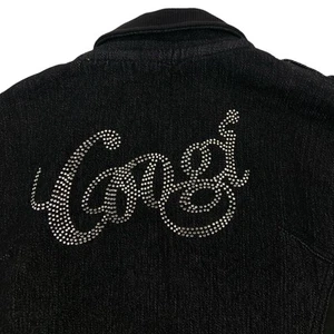 Kids Girls Youth Coogi Black M Distressed Denim Jean Jacket Embroidered 16x21 - Picture 1 of 13