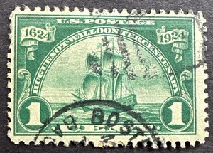 US 1924 Sc# 614 Used Stamp Huguenot Walloon Nieu Nederland Ship - Picture 1 of 1