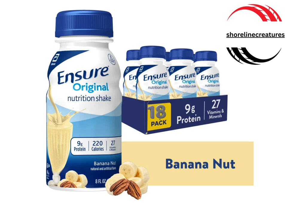 Batido Ensure Original Nutrition NUEZ DE PLÁTANO 8 fl oz elige 18 botellas Foto 1 de 1