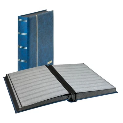 Stockbook Lindner encadernação azul NOVO 9 X 12 polegadas 32 páginas interfolhas dupla face - Imagem 1 de 4