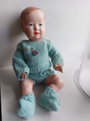 Antico Bagnante Celluloide Petitcollin 34 CM Occhi Dipinto - Immagine 1 di 4