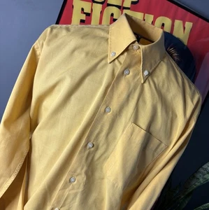 St Michael Vintage 90s Shirt Men Bright Gold Cotton Blend 44” Chest Retro Style - Picture 1 of 9