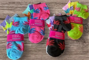 Calcetines Marajuana 420 Pot Hierba Hierba 12 Pares Footies Tobillo (Juego 0005) - Imagen 1 de 3