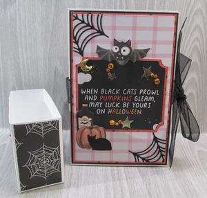 Handgefertigtes vorgefertigtes Halloween Akkordeon Sammelalbum Fotoalbum mit Vitrine 25+ Bilder - Bild 1 von 17