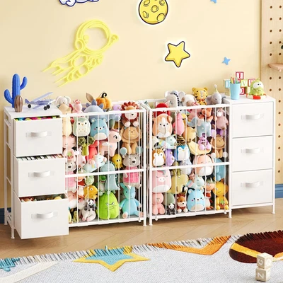 Metal Stuffed Animal Storage Organizer with 3 Fabric Drawers, 28" Heavy Duty Iro - Image 1 of 4