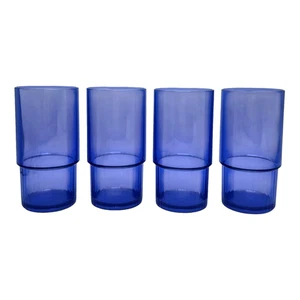 Tupperware Tumblers Stackable Preludio Acrylic 14 oz. #1673 Blue Set of 4 USA - Picture 1 of 6