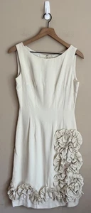 Alfred Werber Dress Vintage 60s 70s Cocktail Sheath Ruffle Womens Size 10 12 - Picture 1 of 6
