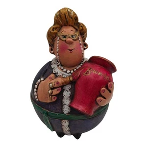 Vintage Figurine Floral Frog Vase Pencil Holder Balloon People Fat Lady Ceramic - Picture 1 of 8