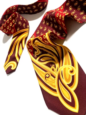 GIANNI VERSACE VINTAGE AÑOS 90 BARROCO PAISLEY CORBATA REJILLAS ITALIA DORADO MARRÓN Foto 1 de 4