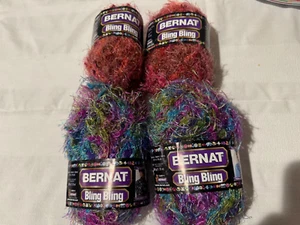 Bernat Bling Bling Yarn Sassy Sparkle Moulin Rouge New Lot 4 Skeins - Picture 1 of 5