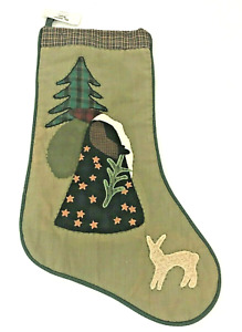 Vintage House of Hatten Christmas Stocking Applique Santa Embroidered Forest 