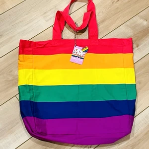 Pride Tote Bag Rainbow LGBQT ONE LOVE Thalia + Pin Large 16' x 16" NEW NWT - Picture 1 of 5