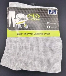 Athletic Works Girls XS 4-5 Gray Thermal Top & Pants Set Breathable Extra Warm - Picture 1 of 3