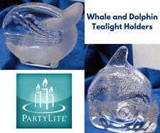 Partylite Whale and Dolphin tealight votive glass candle holders
