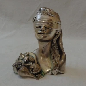 Dame Gerechtigkeit Vintage Statue Themen Augenbinde Göttin göttliches Gesetz Frau Büste Statuette - Bild 1 von 19