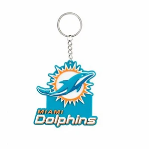 Team Sports America NFL Miami Dolphins Bold Sporty Rubber Keychain - 5" Long x 3 - Picture 1 of 3