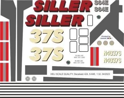 Decal 424 Sikorsky S-64E Skycrane / CH-54A Siller N4037S - Bild 1 von 2