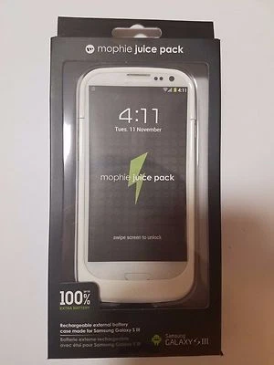 Funda de Carga Mophie Juice Pack para Samsung Galaxy S3 - Blanca - NUEVA Foto 1 de 2