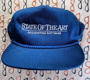 Vintage 1990s State of the Art Accounting Software Sage Rope Cap Hat Blue - Picture 1 of 2