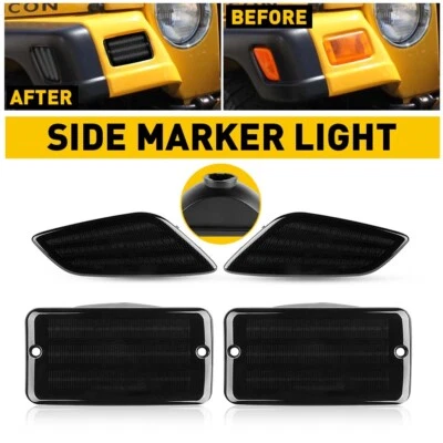 4X LED Smoked Side Marker Light Cover for 1997-2006 Jeep Wrangler TJ Accessories - Image 1 of 4