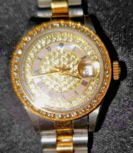Ladies Automatic Croton Swiss Movement 25 jewels Sapphire Crystal 10atm diamonds - Picture 1 of 12