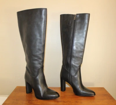 Vince Camuto Womens Evangee2 Heeled Boots Sz 6 M Black Leather Full Zip - Image 1 of 4