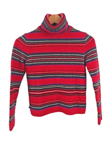 Ralph Lauren Vintage Turtleneck Ski Sweater Lambswool Angora Striped Small - Picture 1 of 7