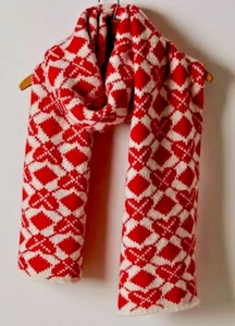 Free People Matchback Scarf. Red/White Oversized Defined Plaid Print NEW w/TAGS! - Picture 1 of 9