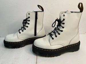 Dr. Martens Jadon White Leather Platform Boots US Men 9M Women 10M Side Zipper - Picture 1 of 7