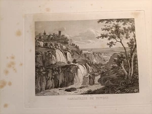 Stampa incisione vedute di Roma, Marchi, Cascatelle di Tivoli -AF4 - Picture 1 of 1