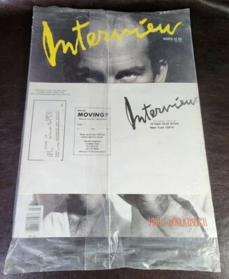 *SEALED/NOS* Interview Magazine, March 1989, John Malkovich/Warhol Interview - Image 1 of 2