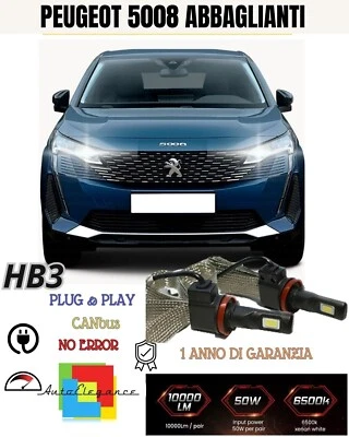 Set Full LED HB3 Carretera Peugeot 5008 MK2 6000K Canbus 6400 Lumen No Avería - Imagen 1 de 2