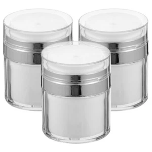 3 Pcs Vacuum Cream Jar Travel Empty Lotion Container Plastic Pump Bottles - Picture 1 of 12