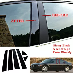 For Dodge Charger 2006 2007 2008 2009 2010 Gloss Black Window Pillar Posts Cover - Picture 1 of 8